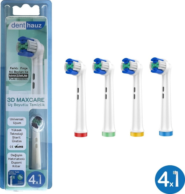 3d Maxcare - 3 Boyutlu Temiizlik Oral-b Uyumlu Diş Fırçası Başlığı - 4 Adet Yedek Başlık