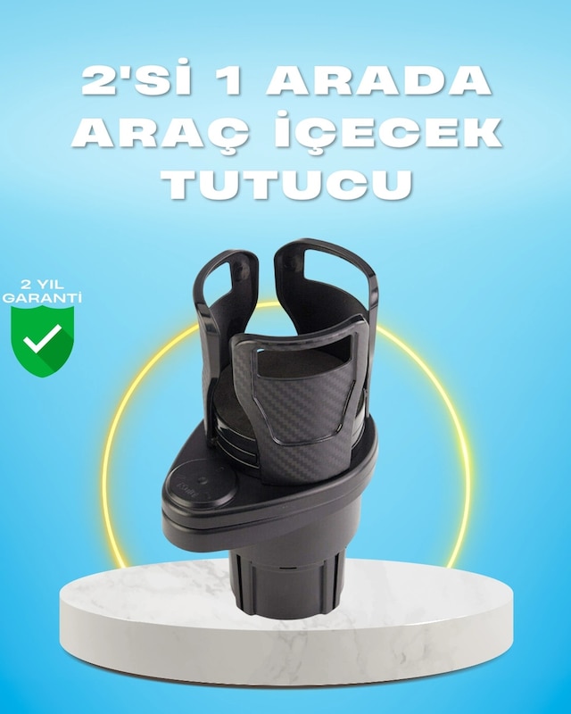 Mey İthalat Çiftli Araba Bardak Tutucu Karbon Fiber Görünümlü 360 Ayarlı