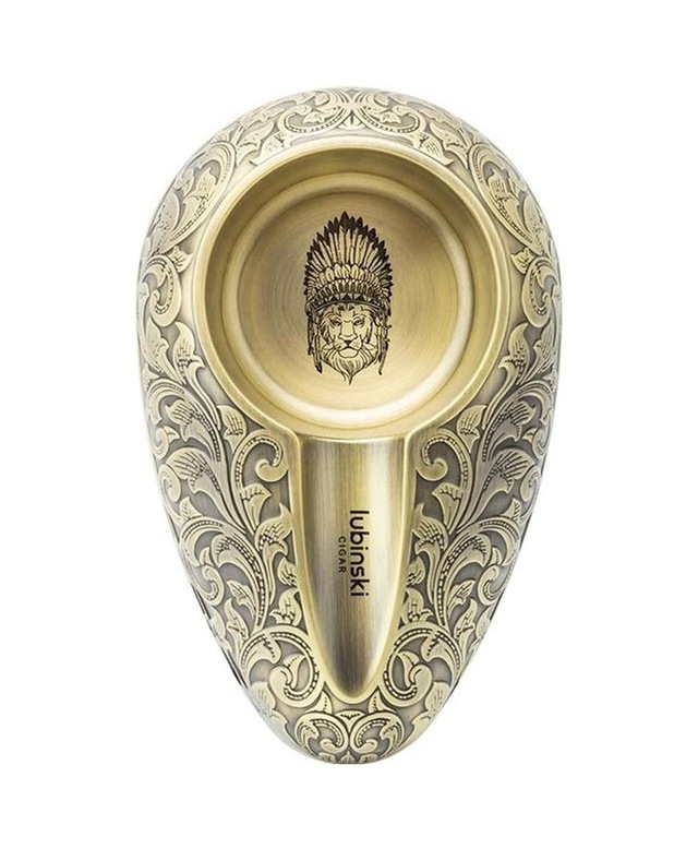 Lubinski Yeni Seri Lion İşleme Metal Tekli Puro Küllüğü - Gold Lb-815