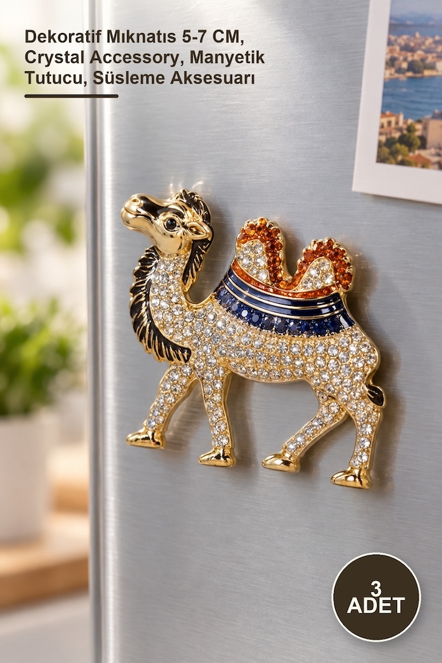 3 Adet Taşlı Magnet Dekoratif Mıknatıs 5-7 Cm, Crystal Accessory, Manyetik Tutucu, Süsleme Aksesuarı