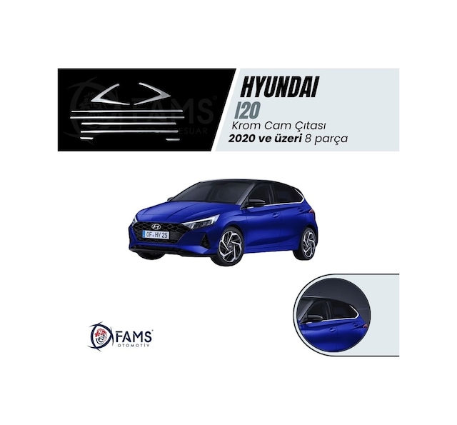 Hyundai İ20 Krom Cam Çıtası 8 Prç. 2020 ve Üzeri Paslanmaz Çelik