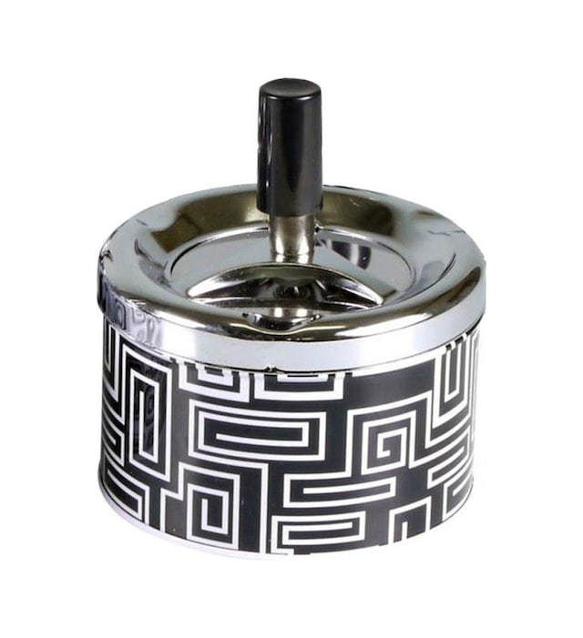 Bas-çevir Metal Hazneli Siyah Beyaz Çizgiler 9 CM