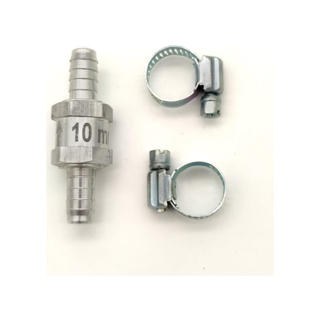 Mazot Benzin Yakıt Çekvalf 10mm ve 2 Adet Hortum Kelepçesi