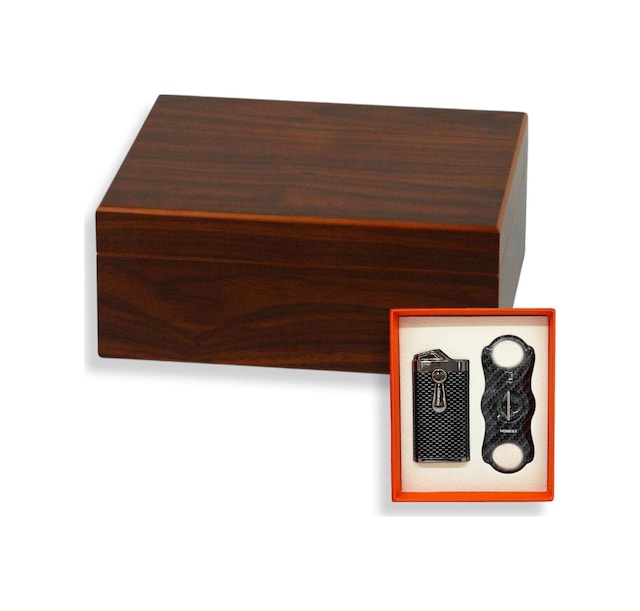 Cedar Alman Humidor Puro Kutusu Karbon Çakmak Kesici Seti