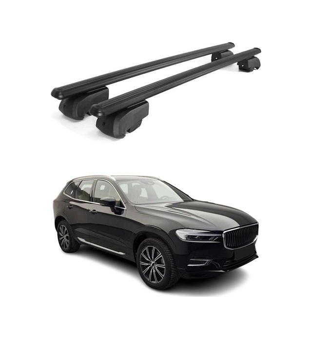 Volvo Xc60 Iı 2017-2027 Arası Uyumlu Port Bagaj Taşıyıcı Ara Atkı Alüminyum Siyah 2 Parça
