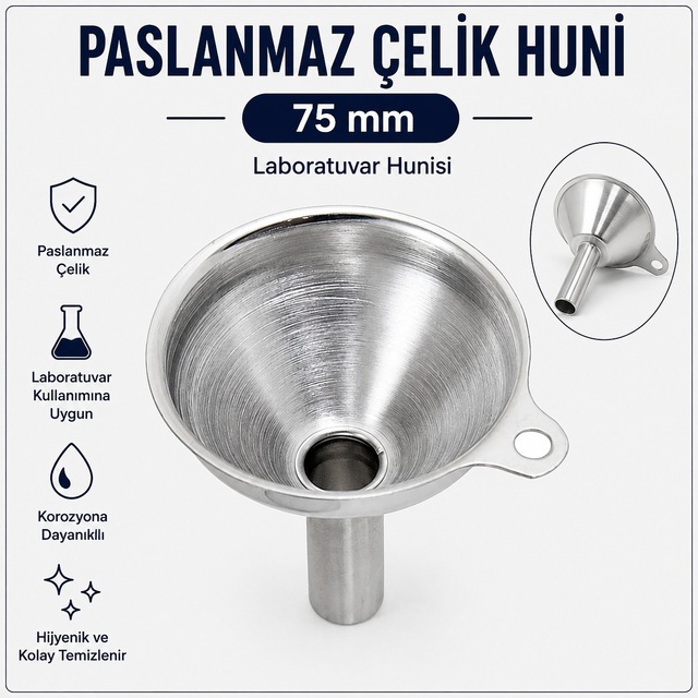 Huni Paslanmaz Çelik 75 Mm-laboratuvar Hunisi