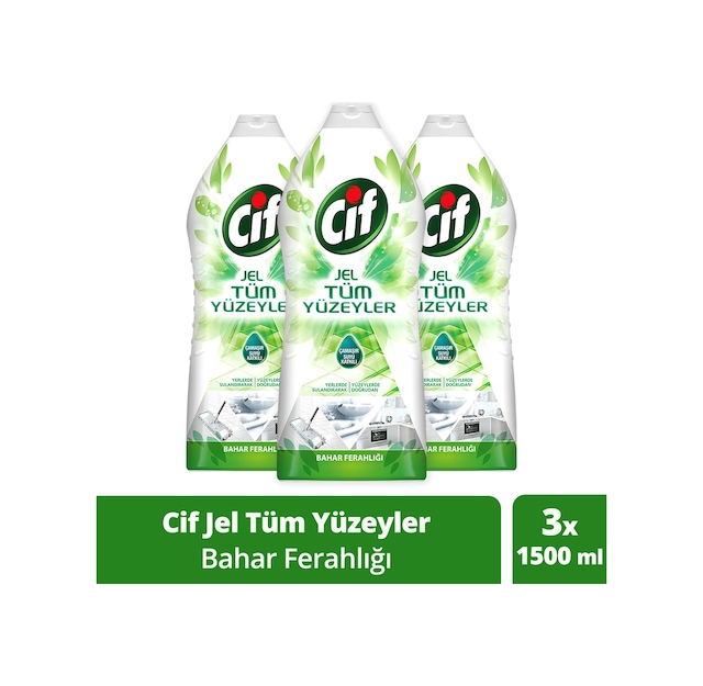 Cif Jel Yüzey Temizleyici Tüm Yüzeyler Bahar Ferahlığı 3 x 1500 ML