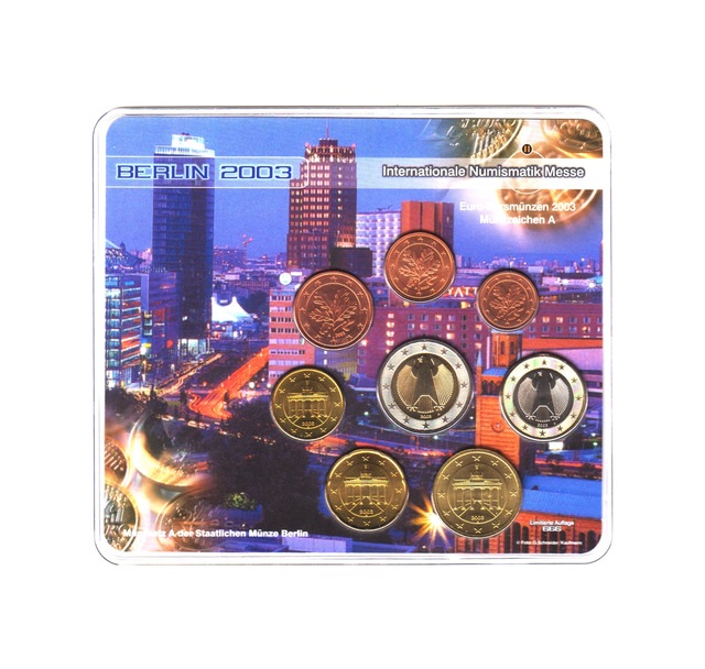 Almanya Euro Tam Set 2003 A. Berlin Nümismatik Fuarı. 666 Adet Üretilmiştir. Özel Kartında Çil.
