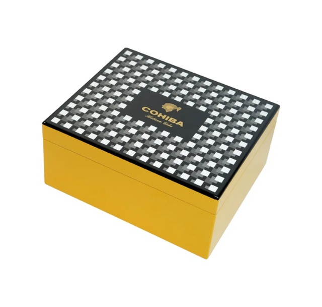 Cohiba Sarı Nokta Desenli Sedir Humidor Puro Kutusu - Tr9820