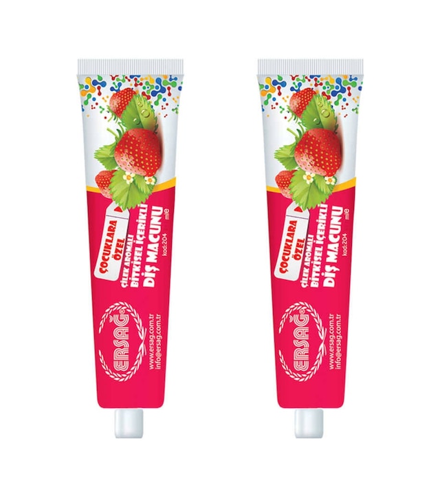 Ersağ Çilekli Diş Macunu (Çocuklara Özel) 75 Ml. * 2 Adet