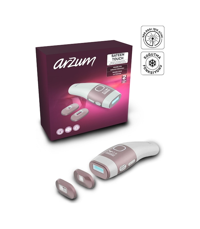 Arzum AR5176 Sateen Touch Ipl Tüy Alma Sistemi, Soğutma Fonksiyonlu, 5 Yoğunluk Ayarı, Beyaz
