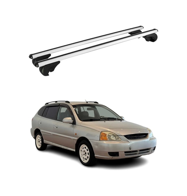 Kia Rio Station Wagon 2000-2005 Arası Uyumlu Port Bagaj Taşıyıcı Ara Atkı Alüminyum Gümüş 2 Parça