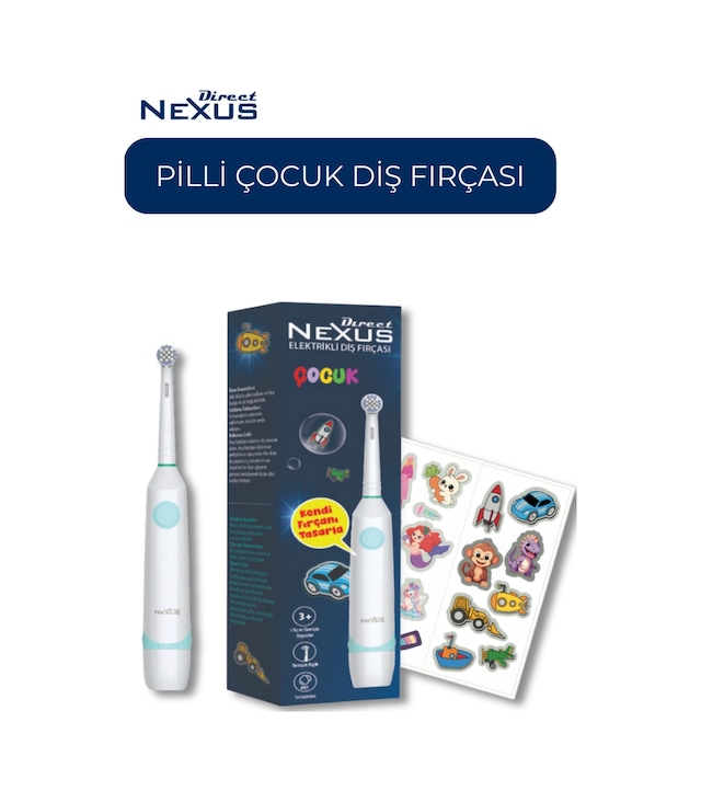 Çocuk Pilli Diş Fırçası Sticker Setli, Yumuşak Uçlu, Ipx7 Su Geçirmez