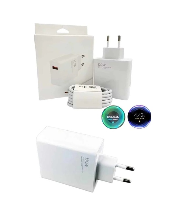 Ers 120 Watt Turbo Hızlı Şarj Aleti Seti Hızlı Şarj Adaptörü Beyaz