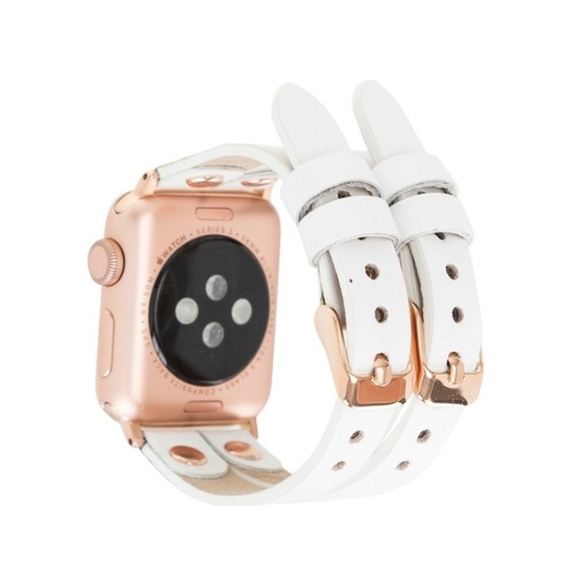Bouletta Apple Watch Uyumlu Deri Kordon Ely Double Tour F3 Beyaz