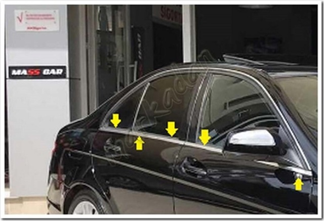 Mercedes C W203 Krom Cam Çıtası 2001-2007 4 Parça Paslanmaz Çelik