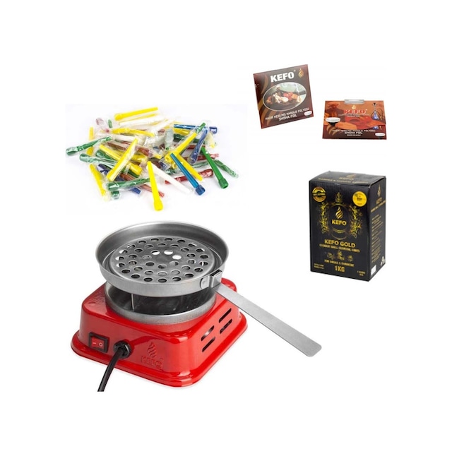 Kefo Mini Kare Elektrikli Ocak+Kefo Gold Kömür+Sipsi+Folyo (405439758)