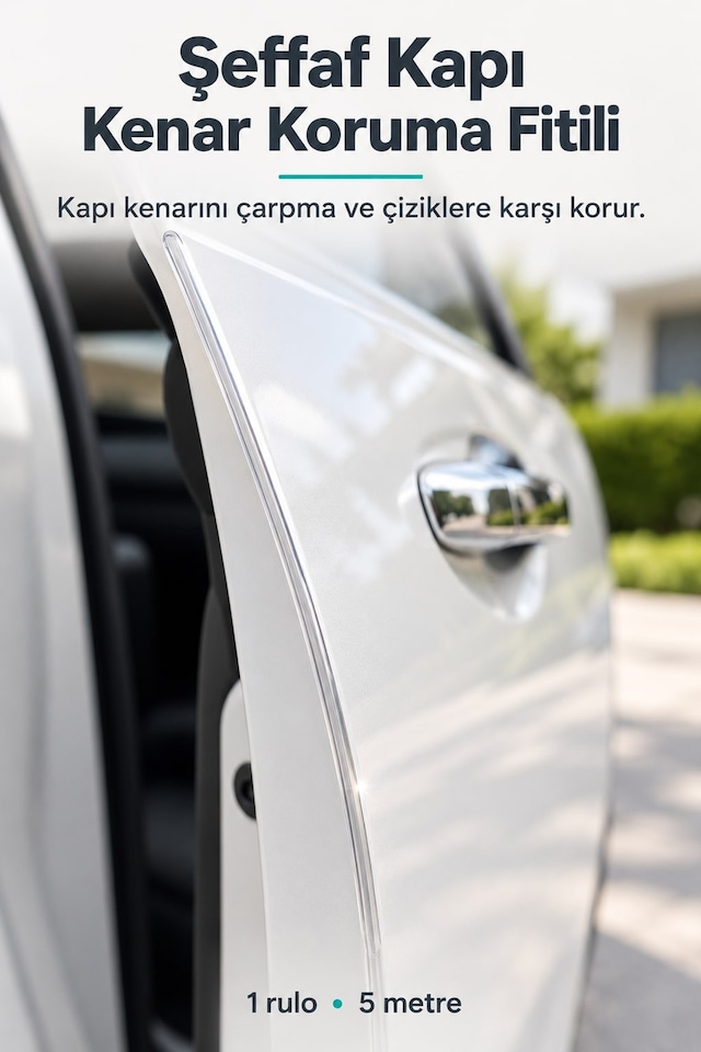 Araç Kapı Kenar Koruma Fitili Şeffaf Kendinden Yapışkanlı 5 Metre