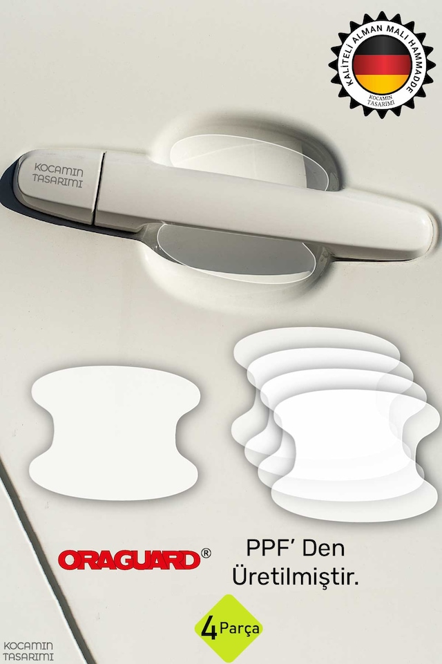 Araba Kapı Kolu İçi Koruyucu Ppf Film 4 Parça Alman Malı Parlak Şeffaf Boya Çizik Önleyici Tırnak Koruma Sticker 4 Adet
