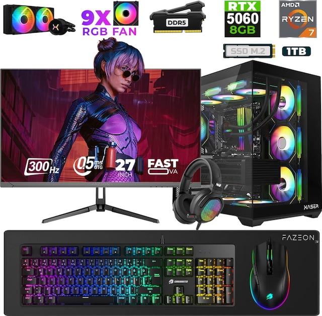 Xaser Star X470 R7-7800X3D 32 GB 1 TB M.2 NVMe SSD 8 GB RTX5060 27" Free Dos Dizüstü Bilgisayar