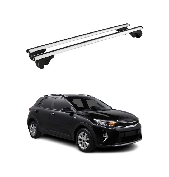 Kia Stonic 2017-2027 Arası Uyumlu Port Bagaj Taşıyıcı Ara Atkı Alüminyum Gümüş 2 Parça