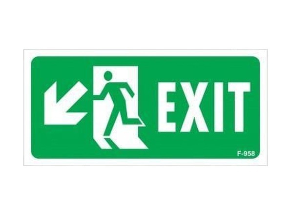 Exit Sol Aşağı Uyarı Levhası 17,5x25 Kod:958