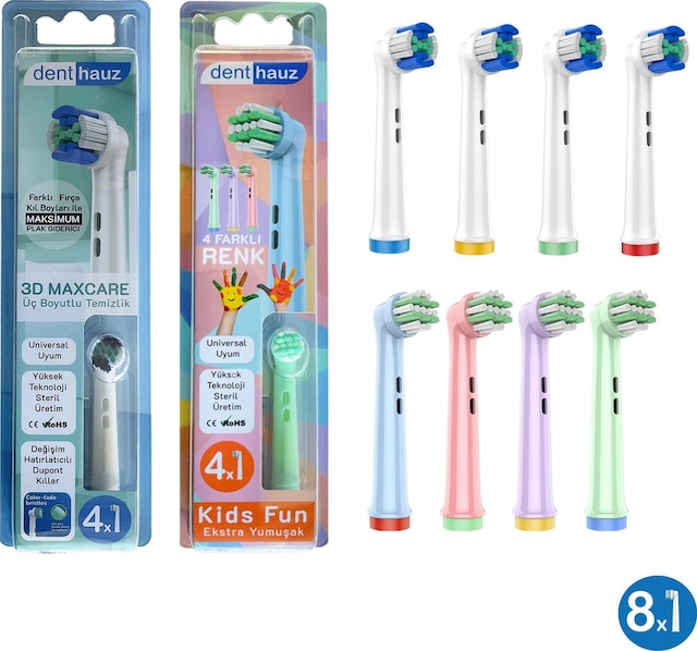 3d Maxcare + Kids Fun Yumuşak Oral-b Uyumlu Yedek Diş Fırçası Başlıkları