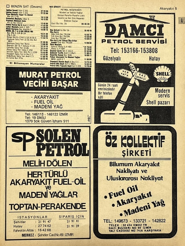 İzmir 1982-1983 Meslek Reklam İlanı Efemera S5 Teşhir Ürün