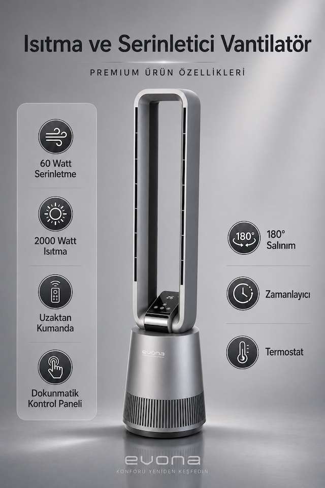 Evona Auraheat Premium Elektronik Fanlı Isıtıcı & Soğutucu Klima