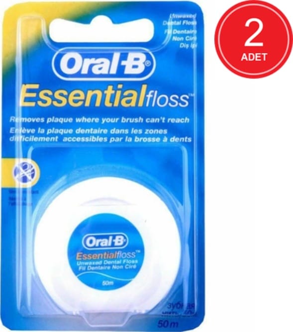 Oral-B Essential Floss Mumsuz Diş İpi 50 M x 2 Paket