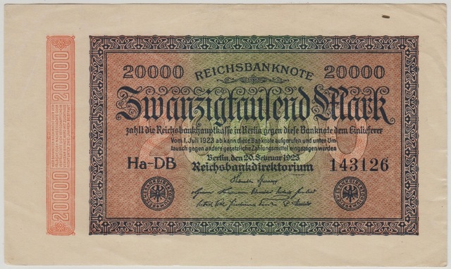 Almanya 20.000 Mark 1923 Weimar Cumhuriyeti Dönemi. Ççt+