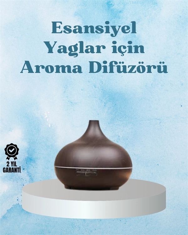 Mey İthalat Sessiz Çalışan Aromaterapi Difüzörü 4 Zaman Ayarlı, 7 Renkli Işık Seçeneği