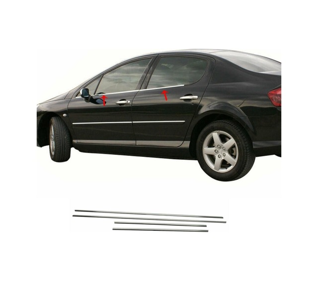 Peugeot 407 Krom Cam Çıtası Takımı 4 Parça Paslanmaz Çelik N11.4191