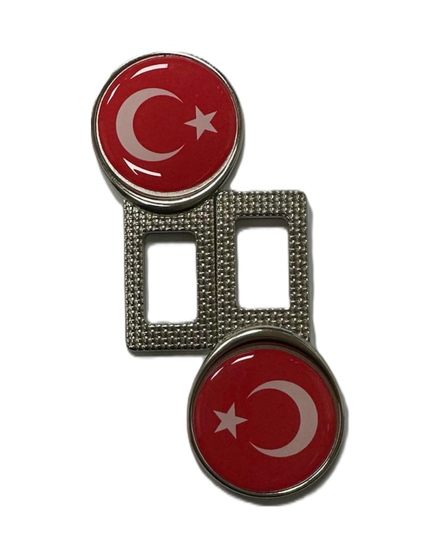 Türk Bayraklı Logolu Ikaz Ses Susturucu Metal Toka 2 Adet