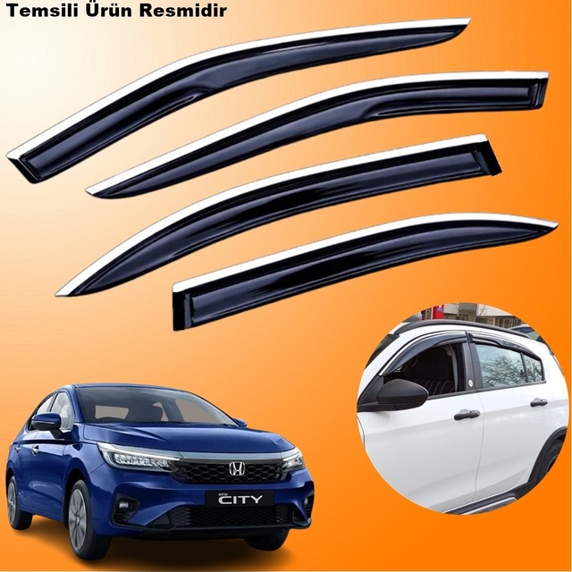 Honda City Mügen Cam Rüzgarlığı Abs Krom Nikelajlı Cam Rüzgarlığı 2021 Sonrası 4 Lü Set
