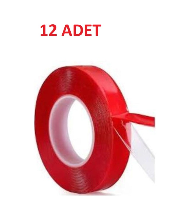 Hagiki (12 Adet) Silikonlu Çift Taraflı Montaj Bandı 18mm X1.75mt