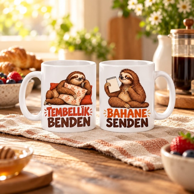 Tembellik Takımı 2'li Porselen Kupa Seti - Model 750