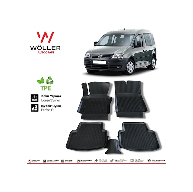 Volkswagen Caddy Paspas 2004 2010 Arası 3D Havuzlu Wöller Paspas
