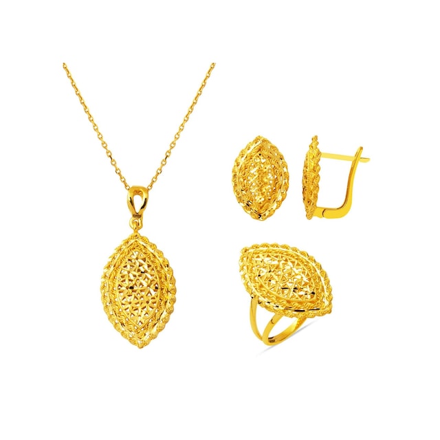 Bilezikci Markiz Yaşam Çiçeği 14 Sarı Altın 3'lü Set Stlbs14k30081