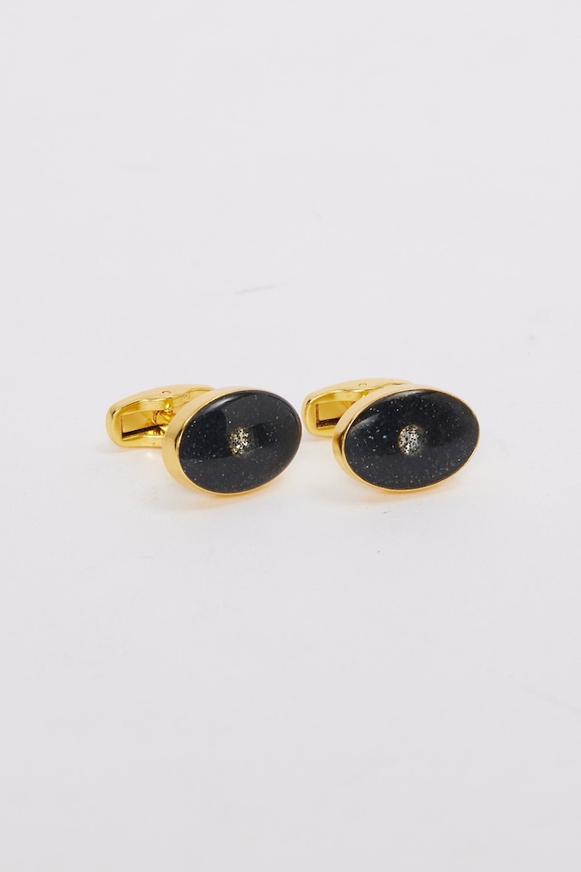 Erkek Gold Renk Oval Simli Görünümlü Kol Düğmesi-46659