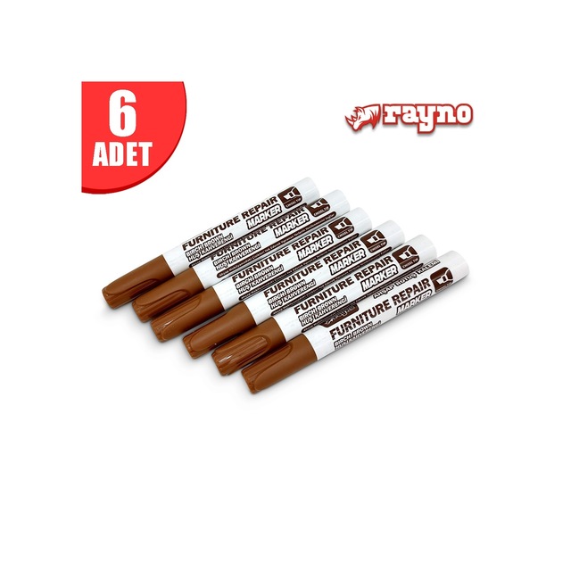 Rayno Ahşap Rötuş Kalemi Seti Huş Kahverengi 6 Lı - Ryn10461