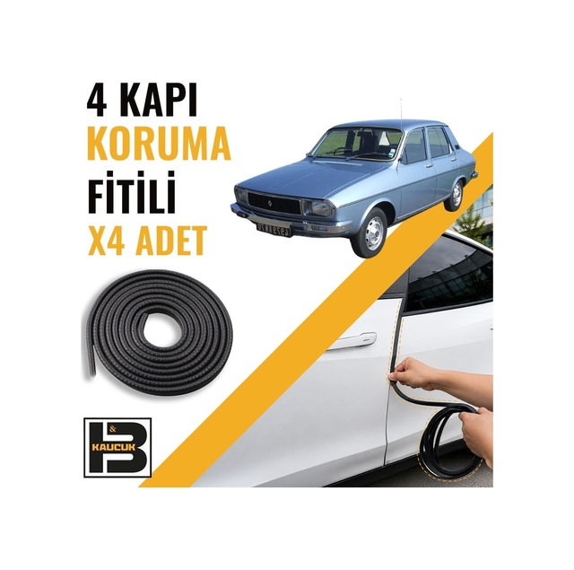 Renault Reno-12 Sedan Kapı Koruma Fitili-4 Kapı-siyah-bm2148