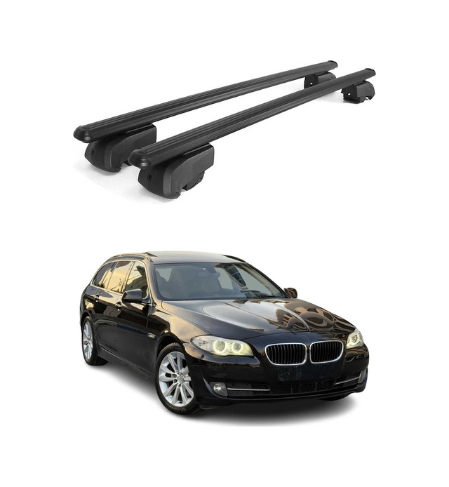 Bmw 5 Serisi F11 Station Wagon 2010-2017 Arası Uyumlu Port Bagaj Taşıyıcı Ara Atkı Alüminyum Siyah 2 Parça