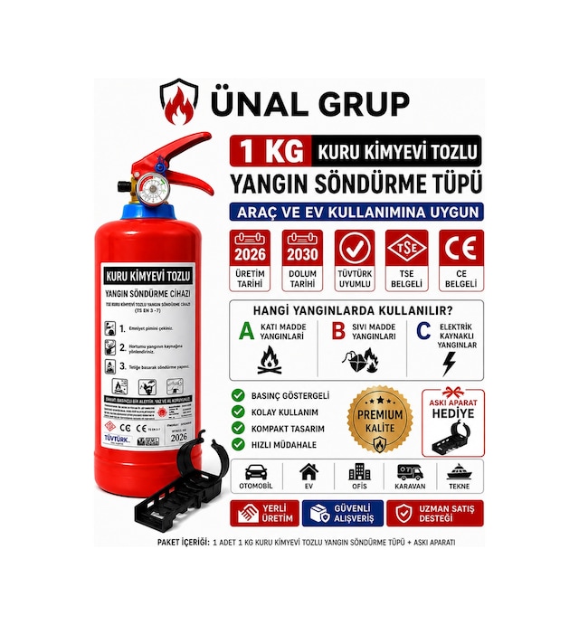 1 Kg Yangın Söndürme Tüpü Kkt Araç Yangın Tüpü Tüvtürk Onaylı Üretim 2026 Tekrar Dolum