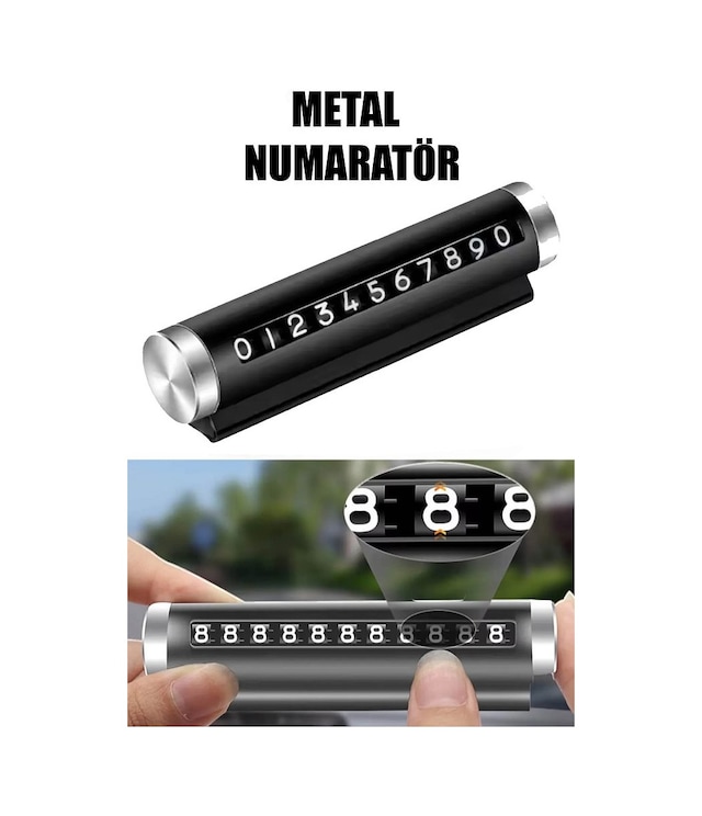 Metal Kasa Numara Çevirmeli Araç İçi Telefon Numaratör Park Numarası Parkmatik Araba Numaratör