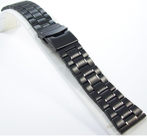 24Mm Siyah Metal Saat Kordonu Çelik Kolçak 1.Kalite Kayış Şeritli