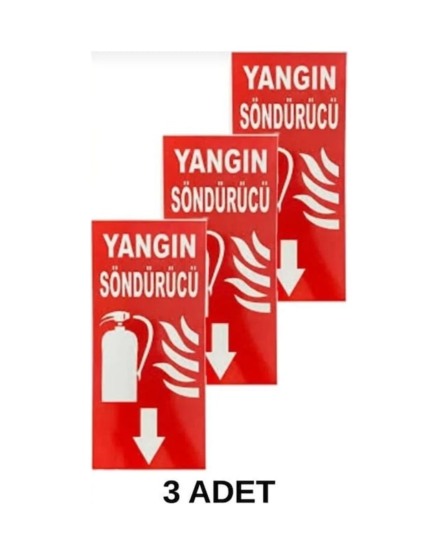 3 Adet Yangın Söndürme Cihazı Yönlendirme Levhası Pvc İkaz Tabelası Apartman Site