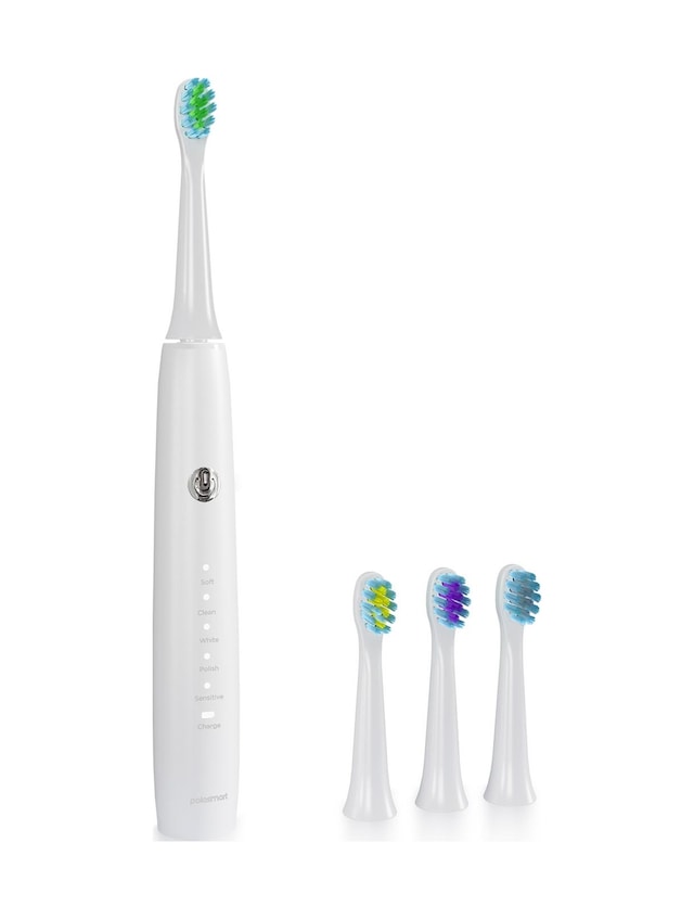 Polosmart Pbs520 5 Mod Şarjlı Diş Fırçası Ipx7 Su Geçirmez 4 Yedek Başlık Type-c Girişli Beyaz Şarjlı