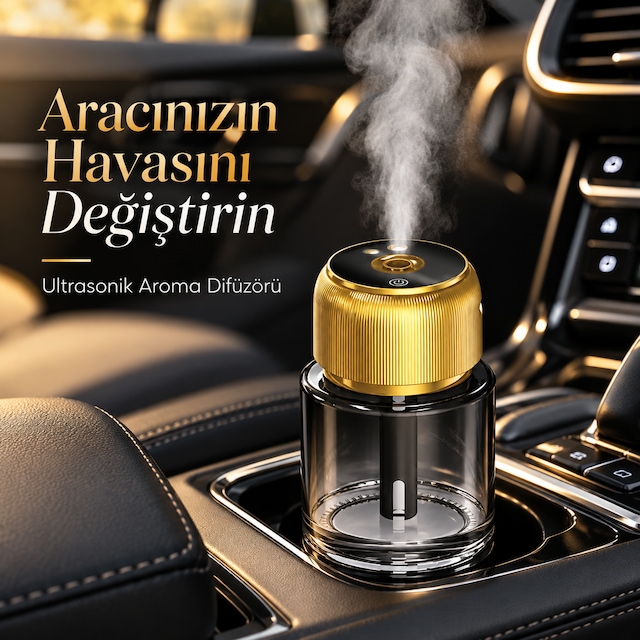 Robeve Araç İçi Oto Kokusu Hava Nemlendirici Ve Difüzör Aromaterapi, Yıldız Tavan Yansıtma, Taşınabilir Oda Ve Araç Kullanımı Altın