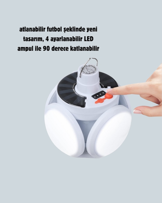 360 Derece Katlanabilir Solar Led Aydınlatma Çadır Lambası